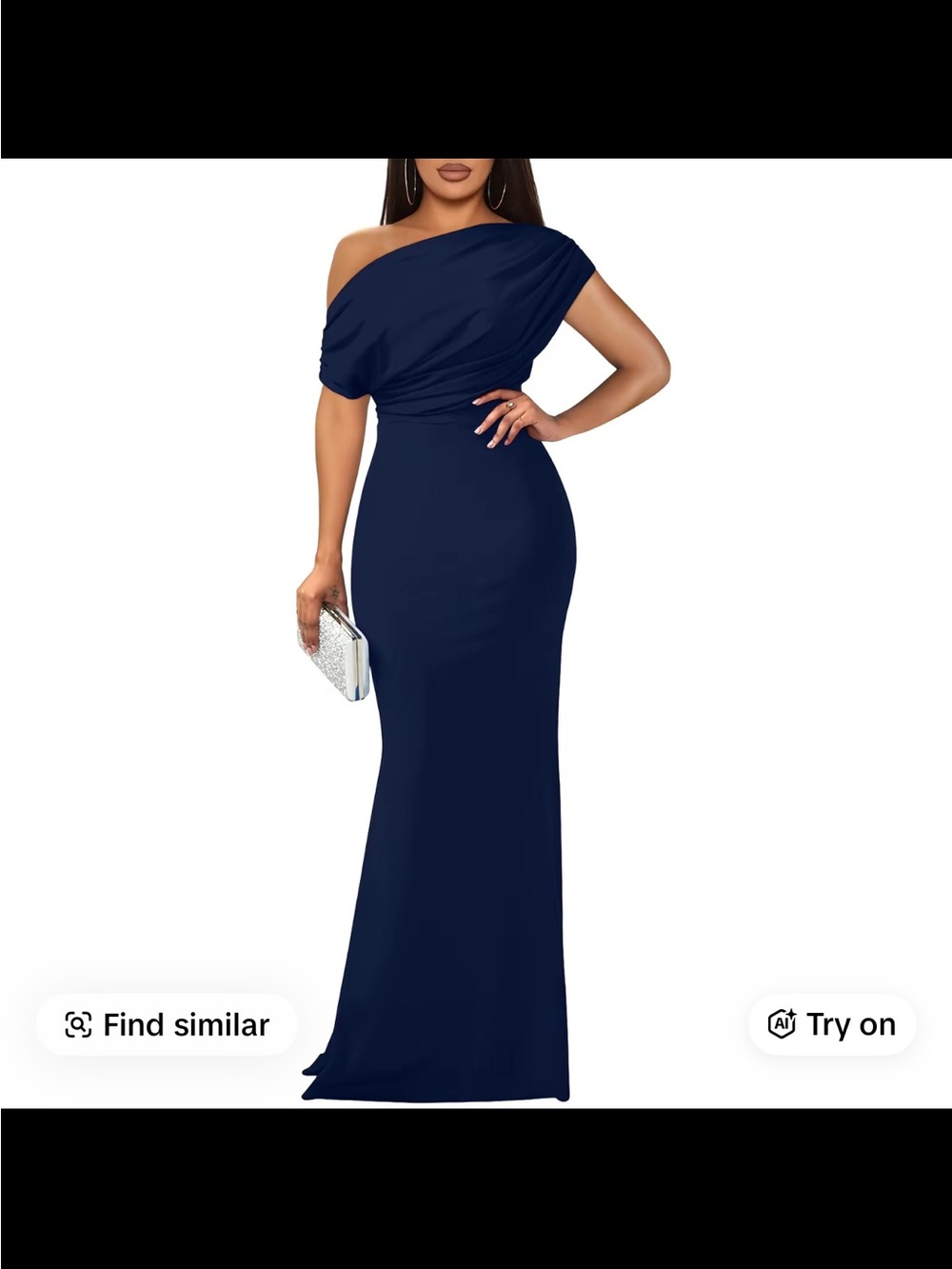 Off-Shoulder Navy Evening Gown